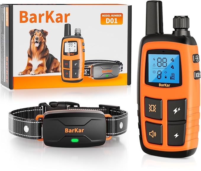 BarKar Dog Shock Collar with 4 Training Modes, IPX7 Waterproof Dog Training Collar with IPX4 Remote, 2600FT Electric Collar with Beep, Shock, Vibration & Shock Boost for All Breeds