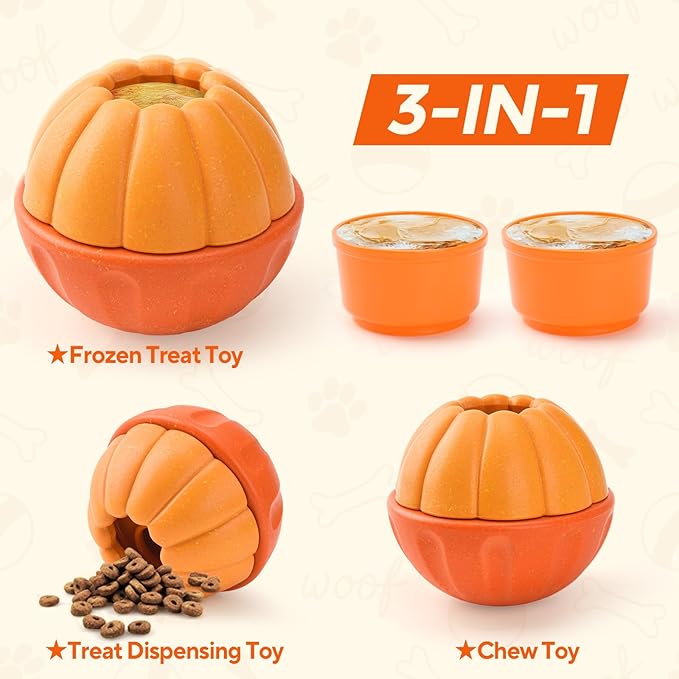 3 in 1 Treat Dispensing Dog Toys, Frozen Treat Ball, Durable Nylon Chew Toys for Small Medium Large Dogs, Enrichment Dog Toys to Keep Them Busy