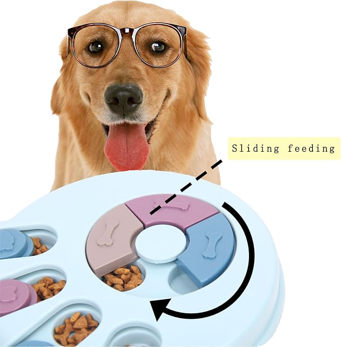 Interactive Dog Puzzle Toys, Dogs Puzzle Feeder Toys for IQ Training, Puppy Puzzle Toys, Mentally Stimulating Treat Dispenser for Training Small, Medium & Large Dogs(Paw), Blue