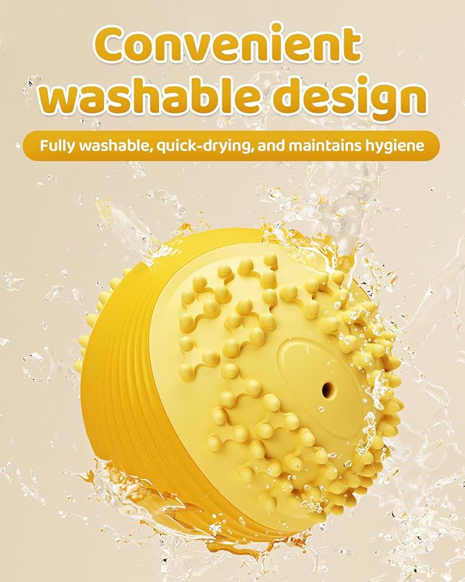 Dog Squeaky Chew Ball for Aggressive Chewers Food Grade TPR, Indestructible Design Dental Cleaning Toy, Anti Choking Fetch Ball for Small Medium Large Dog, Long Lasting Interactive Play Yellow