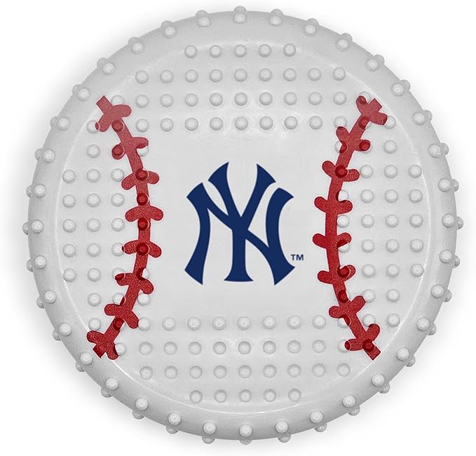 Pets First MLB New York Yankees Hard-Nylon Bacon-Flavored Baseball Chew Toy, Indestructible Dog and Cat Chewy Toy, Tug, Fetch Toy, Sporty Fun Toy for Dogs