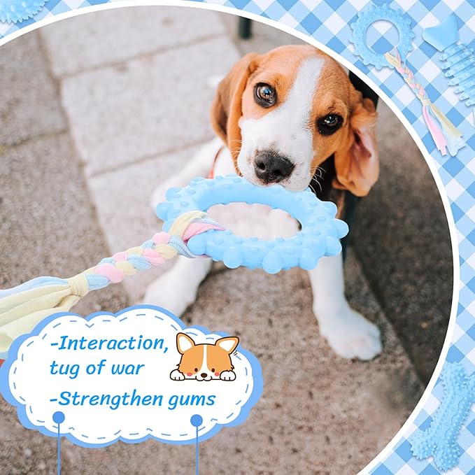 9 Pack Puppy Chew Toys for Teething Puppy Teething Chew Toys for 0-6 Months Suitable for Female Small Dogs(Blue)