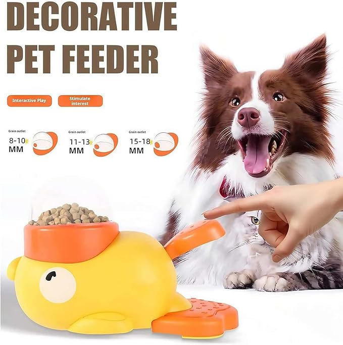 2026 New Dog Interactive Treat Dispenser Toy, Treat Dispensing Dog Toys, Cat Treat Dispenser, Promotes IQ Training and Entertainment Reduces Bloating Anti-Gulping Small Animal Bowls (Yellow+Pink)