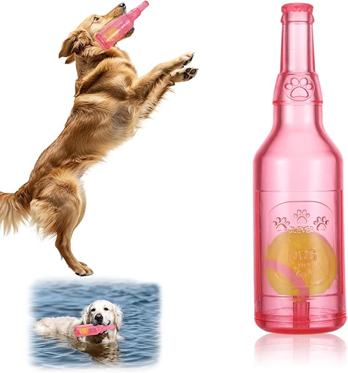 Water Bottle Dog Toy,Crunchnplay Bottle Toy for Dogs,Floating Dog Chew Toys,Squeaky Dog Toys for Aggressive Chewers,Dog Toy Water Bottle Cruncher,Interactive Dog Toys for Small Medium Dogs Boredom