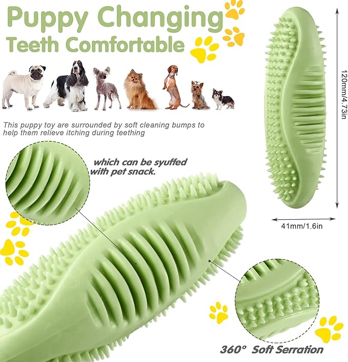 6 Pcs Puppy Teething Chew Toys Rubber Bones Shaped Dog Teething Rings Pet Cute Pink Small Dog Toys for 2-8 Months Small Dogs Cleaning Relieving Itching(Green, Deep Pink, Blue, Rose Red, Yellow Green)