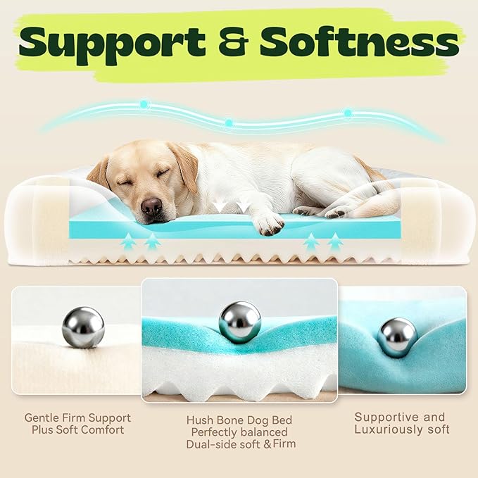 42 Inch XL Orthopedic Sofa Dog Bed for Large & Senior Dogs – Reinforced Foam Bolsters,No Collapse Support,Washable Cover,Grey