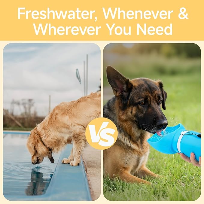 Dog Water Bottle, Leakproof Portable Water Bowl for Dog, Lightweight Water Bottle for Dogs, Food Grade Silicone, Collapsible Travel Pet Water Bottle for Outdoor Hiking Camping (Grey, 18.6 Ounces)