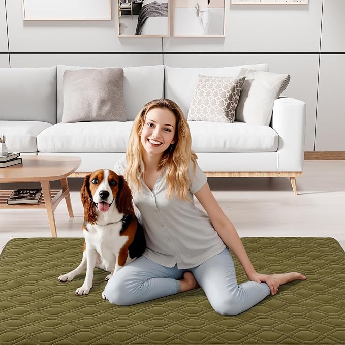 Smiry Reversible Waterproof Couch Covers for Sofa, Washable Dogs Pet Couch Covers for 3 Cushion Sofa Pet Friendly, Water Resistant Furniture Protector Slipcover, Geometric (30"x53", Green/Navy)
