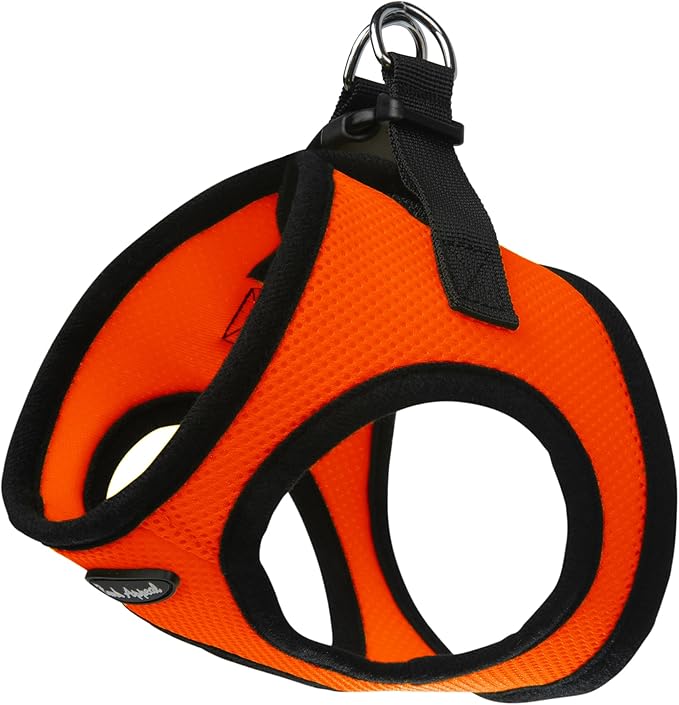 Bark Appeal Orange Step-in Dog Harness for XS to Small Sized Pets – Updated Sizing, Re-Measuring is Essential – Soft Vest Harness – Anti-Choke with Adjustable Strap & Heavy Duty Clip – S