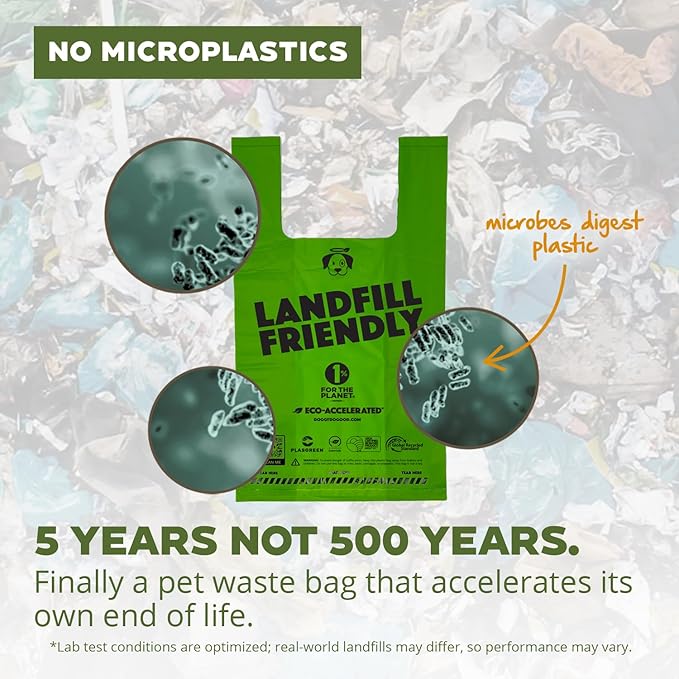 Doggy Do Good Landfill-Friendly Poop Bags | Dog Waste Bags Made with 50% Recycled Plastic + 15% Biobased Material | Unscented, Thick, Leak-Proof, Easy Open | Large | 180 Count Grab & Go Handle Bags
