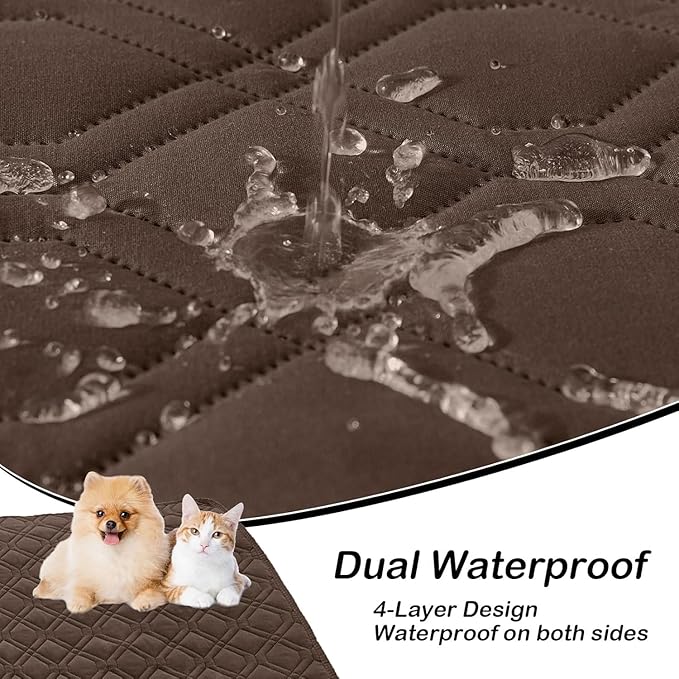 hyha Waterproof Dog Bed Blanket, Soft Pet Blankets, Waterproof Couch Cover for Dogs, Reversible Sofa Covers Washable for Furniture (40x50 Inch, Chocolate/Beige)