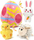 Swooflia 4 Pack Easter Puzzle Dog Toys for Small Dogs - Enrichment Plush Squeaky Bunny Chick Lamb and Crinkle Easter Egg Interactive Puppy Toy for Hide and Seek (Not for Big & Aggressive Chewer)