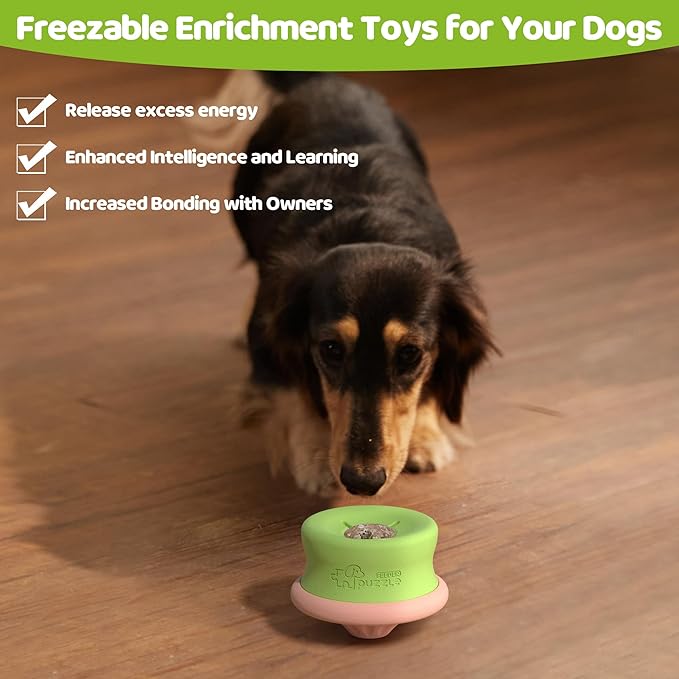 Puzzle Feeder Interactive Dog Enrichment Toy, 4 Freezable Silicone Cups, Slow Feeder Dishwasher Safe, Reduces Anxiety and Mental Stimulation, Pink