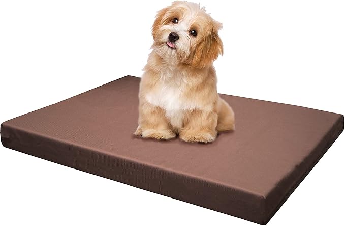 Dogbed4less Memory Foam Platform Dog Bed, Crate Mattress for Orthopedic Joint Relief with Waterproof Removable Cover Small 24X16X3 Brown