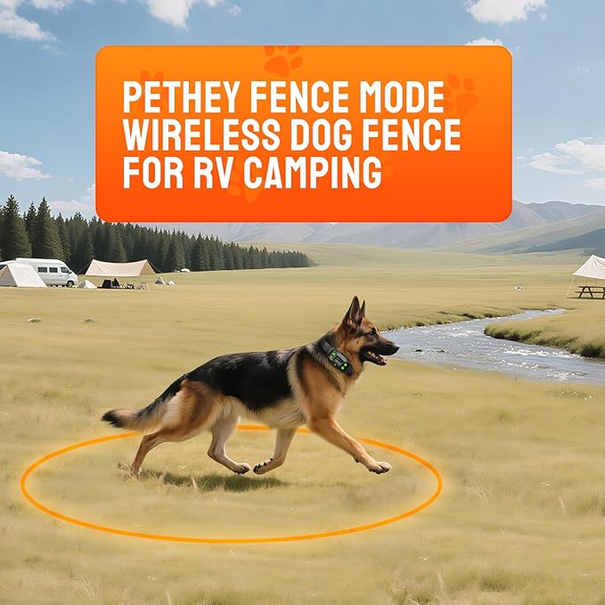 Wireless Dog Fence System. PetHey GPS Dog Collar Fence System,IPX7 Waterproof Collar, 25–999 Yd Adjustable Boundary, Auto Memory Setting,Vibration & Shock Collar for Dogs,Dog Fencing Outdoor for Yard