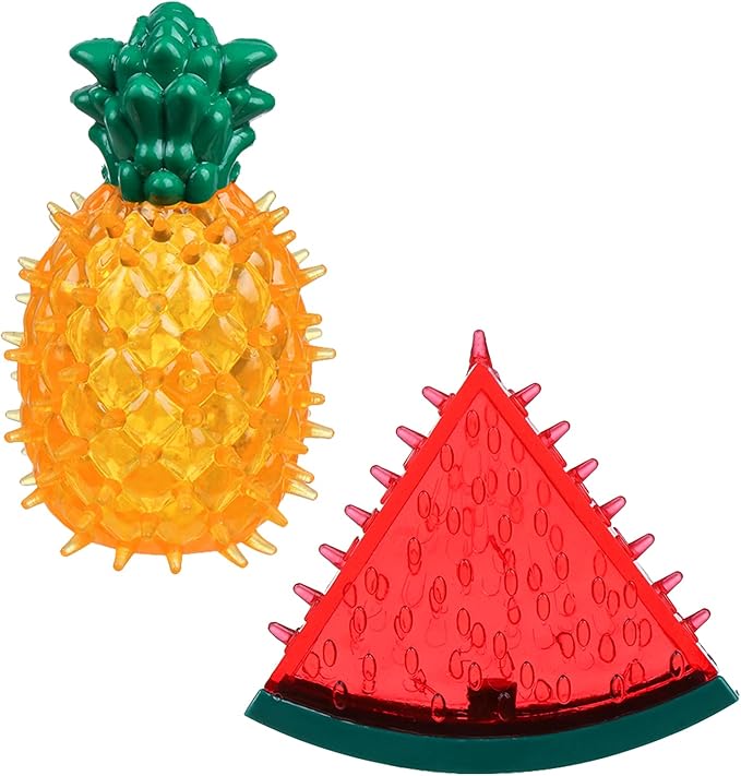 HomeSoGood 2pcs Dog Cooling Chew Toys, Summer Ice Interactive Dogs Toys, Watermelon Pineapple Shape Teething Toys