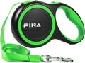 PINA Retractable Dog Leash, 16ft Dog Leash for Small Medium Dogs Up to 44lbs, 360° Tangle-Free Strong Reflective Nylon Tape, with Anti-Slip Handle, One-Handed Brake, Lock - Black Green