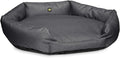 K9 Ballistics Tough Ripstop Oval Bolster Dog Bed, Calming Round Den Shape, Scratch Resistant, Machine Washable - Large, Titanium Premium Finish