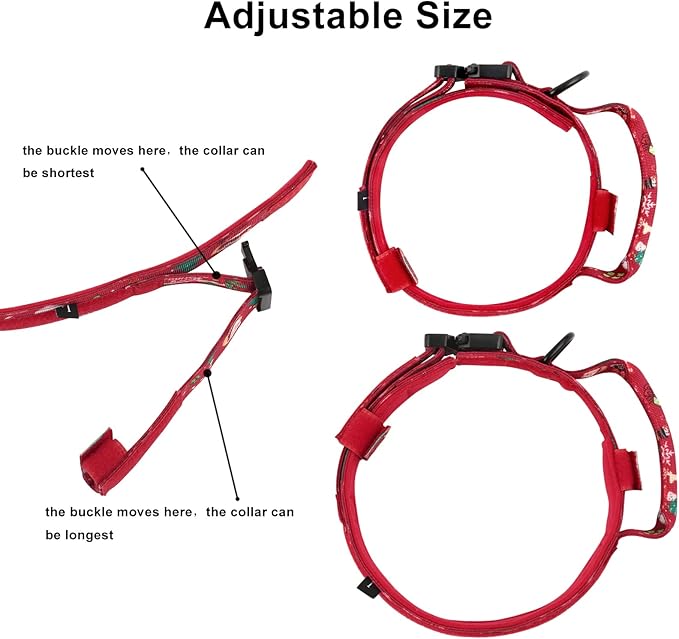 DAGANXI Christmas Tactical Dog Collar, Adjustable Military Training Nylon Dog Collar with Control Handle and Metal Buckle for Medium and Large Dogs, with Patches and Airtags Case (M, Christmas red)