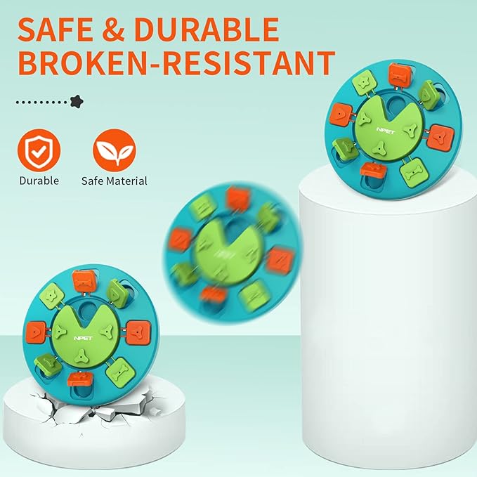 NPET Dog Puzzle Toy, Interactive Dog Toys for Small & Medium Dogs, Dog Enrichment Toys for Pet IQ Training & Mental Enrichment (Green, Level 1)