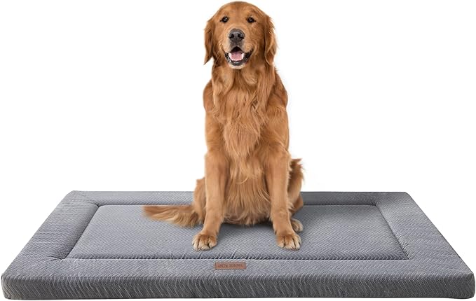WESTERN HOME Dog Bed for Crate, Large Dog Crate Beds with Soft Wavy Plush Comfortable Anti-Slip Washable Pet Bed Mat for Dogs & Cats, Grey