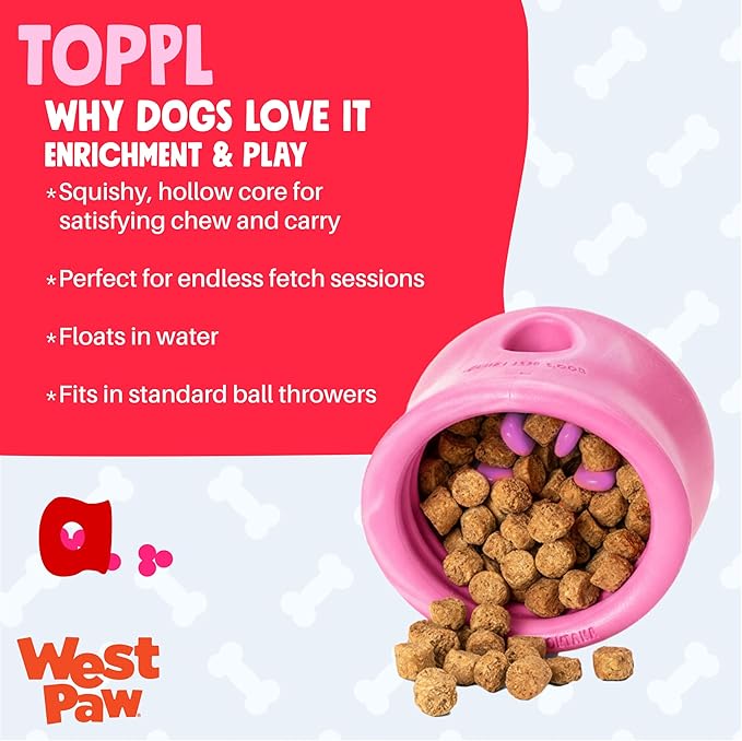 WEST PAW Zogoflex Toppl Interactive Treat Dispensing Puzzle Dog Toy for Mental Stimulation & Enrichment-Holds Kibble & Treats-Lickable, Freezable & Dishwasher Safe-Made in USA-Small-Candy Swirl