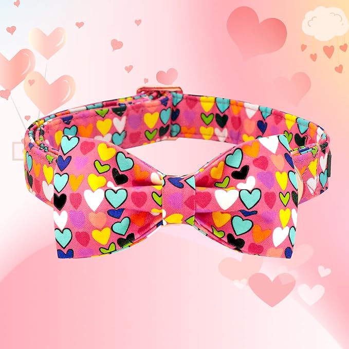 Lionheart glory Valentine's Dog Collar, Dog Collars with Bow, Pet Collar Adjustable Dogs Bowtie Pet Collars for Large Dogs