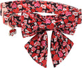 DOGWONG Valentine's Day Dog Collar-Cute Red Heart Dog Collar with Sailor Bowtie, Comfortable Girl Dog Collars with Metal Buckle,S