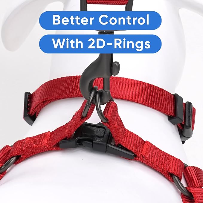 Pawtitas Solid Step-in Dog Harness – Adjustable No-Pull Vest for Puppies to Seniors, Safe & Comfortable L Red