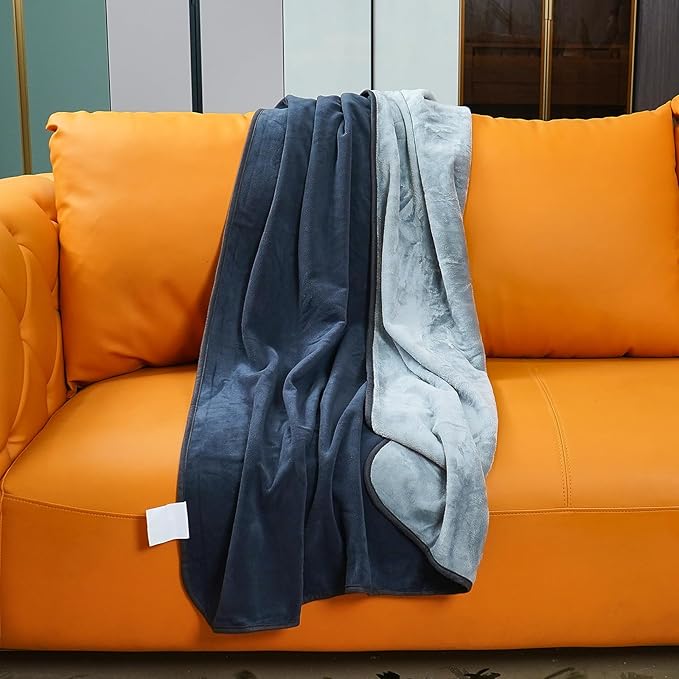 Waterproof Blanket for Bed Couch Sofa, Reversible & Reusable Cat, Dog Blanket Waterproof Washable, Small Water Resistant Blankets, Leakproof (40"x60", Dark Grey/Silver Grey), Ahinahwap
