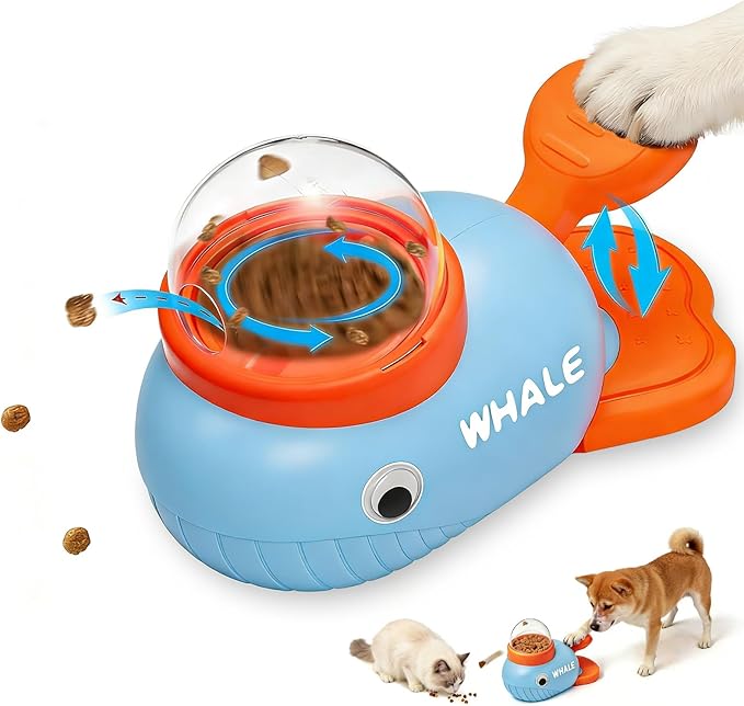 Whale-Shaped Dog Treat Dispenser - Interactive Dog Toys for Mental Stimulation, Slow Feeder Puzzle Toy for Small Medium Dogs & Cats, IQ Training Food Dispenser to Reduce Bloating & Boredom (Blue)
