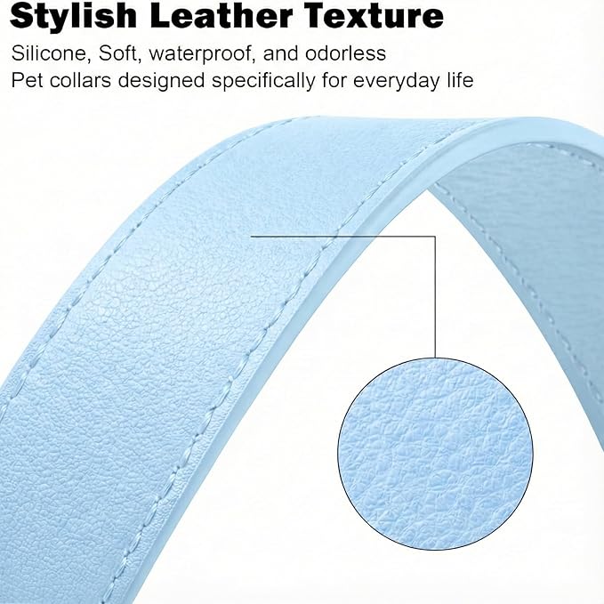 Dog Collars for Medium Dogs Silicone Leather Dog Collars Soft Flexible Waterproof Odor-Proof Durable Thick Classic Adjustable Pet Puppy Collar (Blue, Medium (11.5-18.5" Neck))