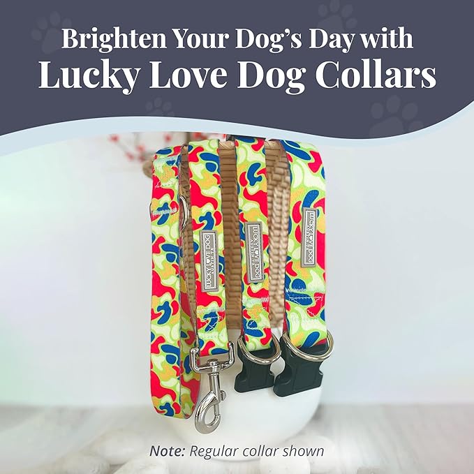Lucky Love Dog Martingale Dog Collar - Adjustable, No-Slip, Durable, & Soft Webbing Collar for Male and Female Dogs Ideal for Training & Walking - Oscar, Medium
