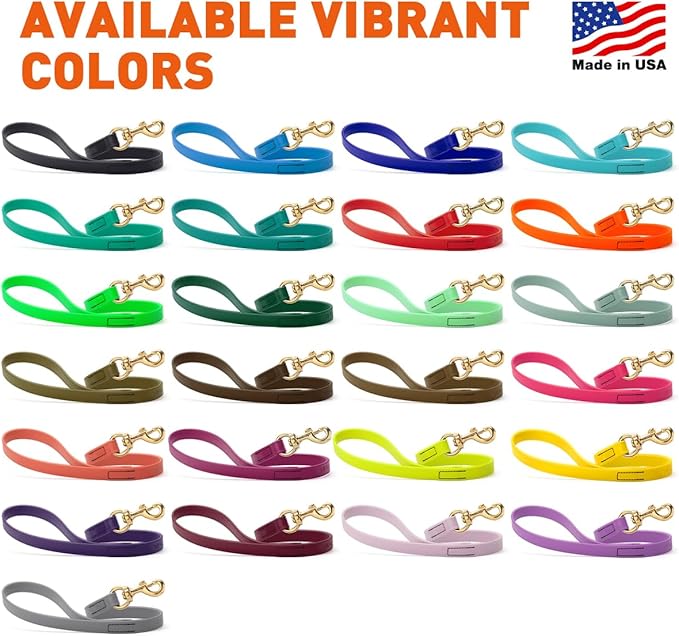 Viper Biothane K9 Working Dog Leash Waterproof Lead for Tracking Training Schutzhund Odor-Proof Long Line with Solid Brass Snap for Puppy Medium and Large Dogs 20in, Treasure Gold