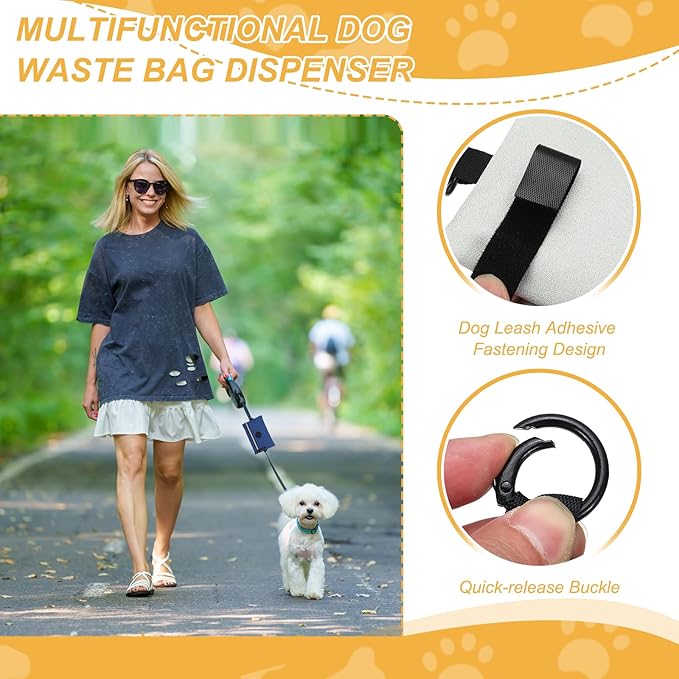 Dog Poop Bag Holder, Pet Waste Bag Dispenser Dog Treat Pouch with Zipper Oxford Cloth Portable Reusable Easy Cleanup(2Pcs, Gray), Intended for Outdoor/Travel/Walking