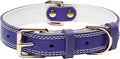 Genuine Leather Dog Collar, Heavy Duty Wide Dog Collar, for Small,Medium, Large and Extra Large Dog (XL: 1.4" Wide for 18.6"-25.8" Neck, Dual Stitch - Purple)