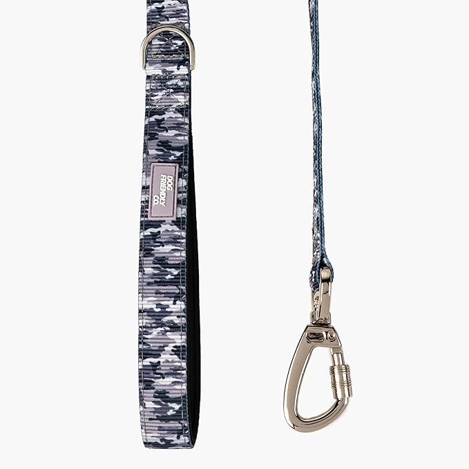 DF Co. Close Control Short Trainer Dog Leash | Strain Free & Shock Resistant, Durable Material, 65cm in Length, Heavy Duty Clips & D-Ring (Grey Camo, Regular)
