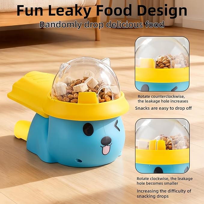 Dog Interactive Treat Dispenser Toy, Interactive Cat Dog Puzzle Toy, Dogs Food Treat Feeding Dispenser for Healthy Eating for Small & Medium (Blue/Yellow)