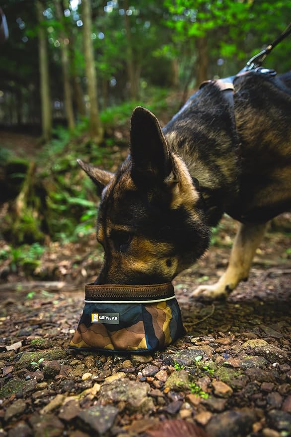 Ruffwear, Quencher Collapsible Dog Bowl, Packable Food & Water Bowl with Waterproof Lining, Water-Resistant Shell, & Reflective Trim, Lightweight, 4.2 Cups (1 L), Spring Mountains, Medium