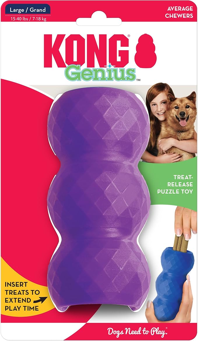 KONG - Genius Mike - Interactive Treat Dispensing Dog Puzzle Toy (Assorted Colors) (Large (2 Pack))