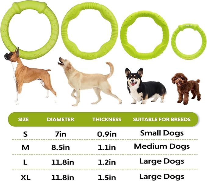 LaRoo 11.8 Inch Heavy-Duty Dog Flying Ring - Floating Chew Toy for Aggressive Chewers, Interactive Tug of War & Teething Toy for Medium/Large Dogs, Waterproof Outdoor Fetch Toy (Green)