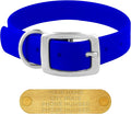 Regal Dog Products Large Blue Waterproof Dog Collars with Custom Engraved Name Plate | Vinyl Coated, Anti, Easy to Clean Personalized Biothane Dog Collar - Other Sizes for Small & Medium Dogs