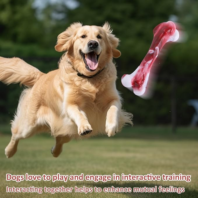 Interactive Wishbone Dog chew Toys for Aggressive chewers, Realistic Tough Dog Bones Products Gifts for Keep Them Busy (B)