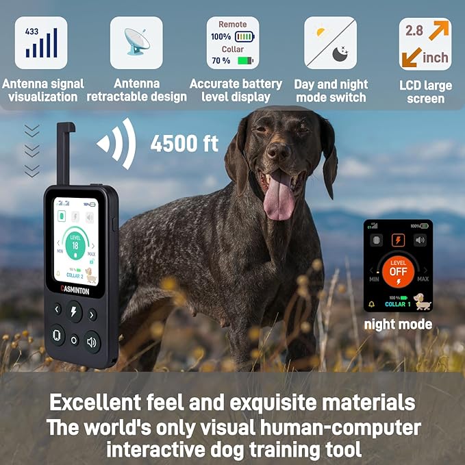 Shock Collar for 2Dogs [CRS01Pro]126 Training Levels,4Powerful Modes With 2.8inch LCD high-definition display100% Safe Training Collar for Large Medium Small Dogs IPX7 Waterproof Blue (Blue)