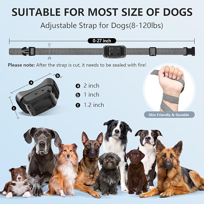 Citronella Dog Bark Collar, Anti Bark Collar with 3 Adjustable Spray & Sensitivity Level [1 Citronella Spray Refill] Automatic No Shock Dog Barking Collar for Small Medium Large Dogs