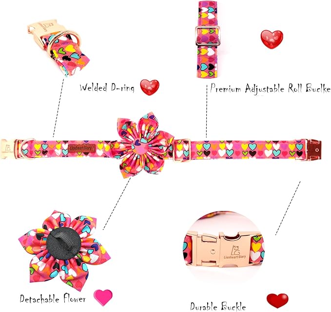 Lionheart glory Easter Dog Collar with Flower Carrot Print Dog Collar Girl Soft Durable Adjustable Collar Flower Spring Collar Dog Bow for Large Dogs