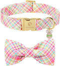 DOGWONG Easer Dog Collar with Bow,Colorful Plaid Dog Collar, Adjustable Durable Soft Easter Dog Collars for Male Female Puppy,XS