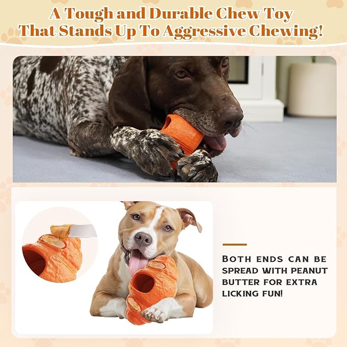 Aggressive Chew Toys for Large Dogs, Anxiety Relief for Dogs Toy, Dog Frozen Treat Toy, Indestructible Chew Toys for Peanut Butter and Frozen Treats Reduces Anxiety
