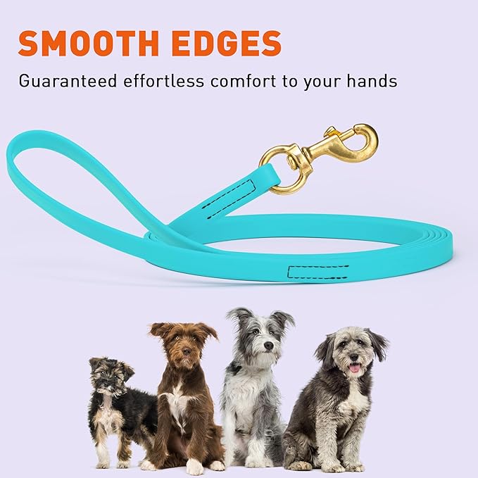 Viper Biothane K9 Working Dog Leash Waterproof Lead for Tracking Training Schutzhund Odor-Proof Long Line with Solid Brass Snap for Puppy Medium and Large Dogs, 15ft Sky Blue