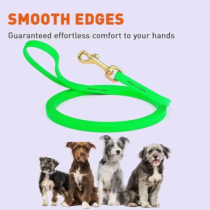Viper Biothane K9 Working Dog Leash Waterproof Lead for Tracking Training Schutzhund Odor-Proof Long Line with Solid Brass Snap for Puppy Medium and Large Dogs, 20ft Tropical Green